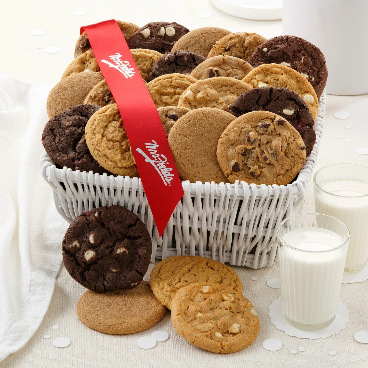 Two Dozen Cookie White Basket 3 Two Dozen Cookie White Basket